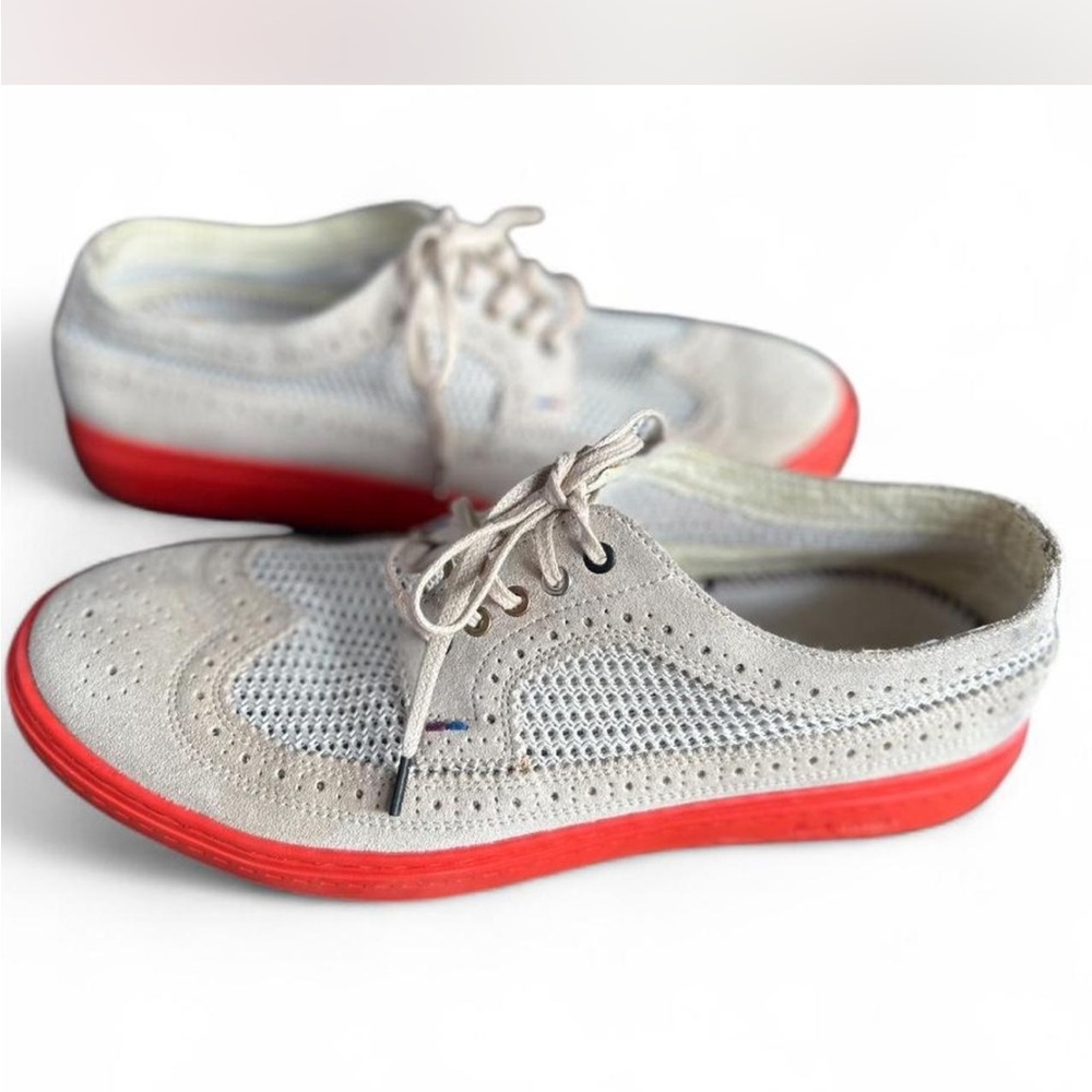 Paul Smith Beige Suede & Mesh Sneakers with Red Sole